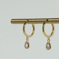Simple Style Water Droplets Metal Plating Inlay Zircon 14k Gold Plated Women's Drop Earrings sku image 1