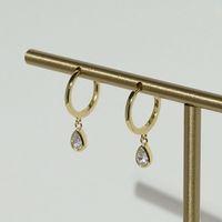 Simple Style Water Droplets Metal Plating Inlay Zircon 14k Gold Plated Women's Drop Earrings main image 3