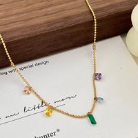 Simple Style Water Droplets Heart Shape Copper Artificial Crystal Pendant Necklace In Bulk sku image 7