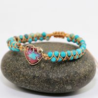 Ethnic Style Heart Shape Natural Stone Knitting Bracelets main image 3