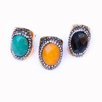 Ethnic Style Oval Natural Stone Open Ring main image 4