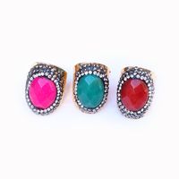 Ethnic Style Oval Natural Stone Open Ring main image 5