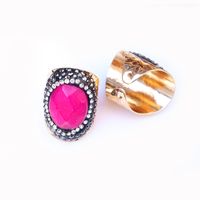 Ethnic Style Oval Natural Stone Open Ring sku image 4