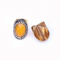 Ethnic Style Oval Natural Stone Open Ring sku image 1