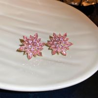 1 Pair Classic Style Flower Copper Inlay Rhinestones Ear Studs sku image 2