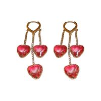 1 Pair Casual Elegant Heart Shape Plating Inlay Copper Alloy Artificial Crystal Earrings main image 6