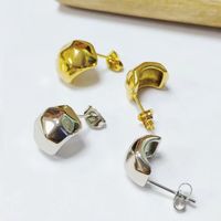 1 Pair Simple Style Geometric Titanium Steel Plating 18k Gold Plated Ear Studs main image 2