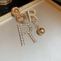 Simple Style Letter Metal Inlay Rhinestones Women's Drop Earrings sku image 6