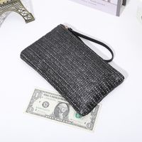 Black Pink Beige Straw Solid Color Square Evening Bags main image 4