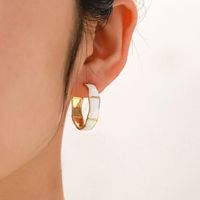1 Pair Classic Style C Shape Enamel Plating Stainless Steel 18k Gold Plated Ear Studs main image 2