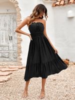 Women's A-line Skirt Simple Style Strapless Sleeveless Solid Color Midi Dress Daily main image 4