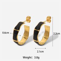 1 Pair Classic Style C Shape Enamel Plating Stainless Steel 18k Gold Plated Ear Studs sku image 2