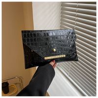 Black Gold Silver Pu Leather Solid Color Square Evening Bags sku image 1