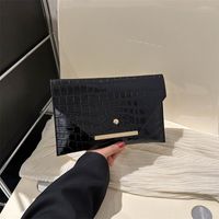 Black Gold Silver Pu Leather Solid Color Square Evening Bags main image 5