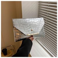 Black Gold Silver Pu Leather Solid Color Square Evening Bags sku image 3