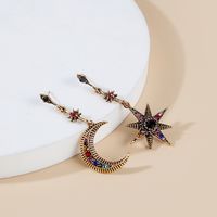 Vintage Style Star Moon Alloy Inlay Rhinestones Women's Drop Earrings main image 4