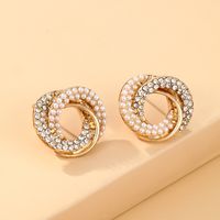 Elegant Starfish Flower Bow Knot Alloy Plating Inlay Artificial Pearls Rhinestones Gold Plated Women's Earrings sku image 3