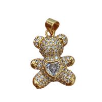 Simple Style Bear Copper Inlay Turquoise Zircon Pendants Jewelry Accessories main image 4