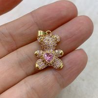 Simple Style Bear Copper Inlay Turquoise Zircon Pendants Jewelry Accessories main image 5