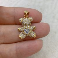 Simple Style Bear Copper Inlay Turquoise Zircon Pendants Jewelry Accessories main image 6