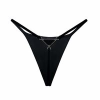 Solid Color Invisible Chain Low Waist Thong Panties sku image 3