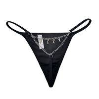 Solid Color Invisible Chain Low Waist Thong Panties sku image 10