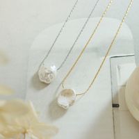Fairy Style Oval Imitation Pearl Titanium Steel Plating 18k Gold Plated Pendant Necklace main image 1