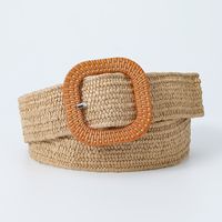 Sweet Simple Style Solid Color Pp Grass Plastic Women's Woven Belts sku image 2