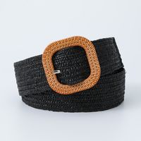 Sweet Simple Style Solid Color Pp Grass Plastic Women's Woven Belts sku image 1