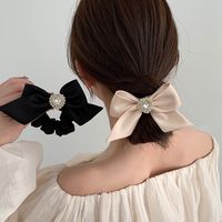Simple Style Bow Knot Satin Inlay Rhinestones Hair Tie main image 3