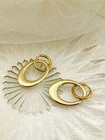 1 Pair Modern Style Simple Style Oval Plating 304 Stainless Steel 14K Gold Plated Drop Earrings main image 5