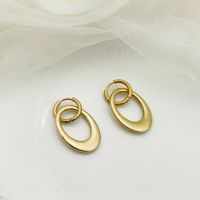 1 Pair Modern Style Simple Style Oval Plating 304 Stainless Steel 14K Gold Plated Drop Earrings main image 3