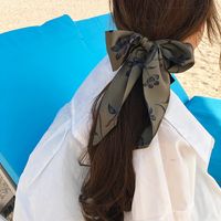 Retro Flower Silk Scarf Printing Hair Tie main image 3