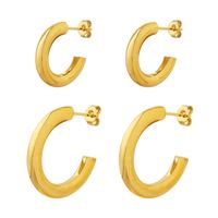 1 Pair Casual Simple Style C Shape Plating Titanium Steel 18k Gold Plated Ear Studs main image 3