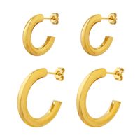 1 Pair Casual Simple Style C Shape Plating Titanium Steel 18k Gold Plated Ear Studs main image 4