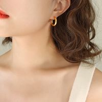 1 Pair Casual Simple Style C Shape Plating Titanium Steel 18k Gold Plated Ear Studs main image 5