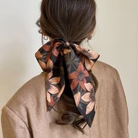Retro Flower Silk Scarf Printing Hair Tie main image 5