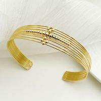 Simple Style Classic Style Ball Solid Color 304 Stainless Steel 14K Gold Plated Cuff Bracelets In Bulk sku image 2