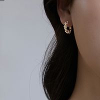 1 Pair Elegant Geometric Beaded Plating Imitation Pearl Earrings main image 2