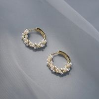 1 Pair Elegant Geometric Beaded Plating Imitation Pearl Earrings main image 1