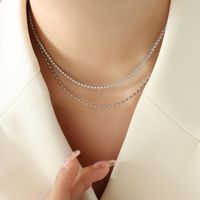 Hip-hop Cool Style Solid Color Titanium Steel Plating Inlay Zircon 18k Gold Plated Layered Necklaces main image 1