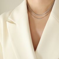 Hip-hop Cool Style Solid Color Titanium Steel Plating Inlay Zircon 18k Gold Plated Layered Necklaces main image 3