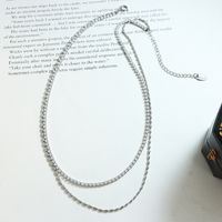 Hip-hop Cool Style Solid Color Titanium Steel Plating Inlay Zircon 18k Gold Plated Layered Necklaces main image 7