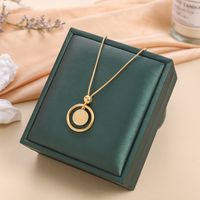 Vintage Style Streetwear Round Stainless Steel Plating 18k Gold Plated Pendant Necklace sku image 1