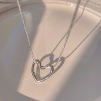 Simple Style Heart Shape Copper Silver Plated Necklace In Bulk sku image 1