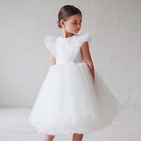 Elegant Princess Solid Color Polyester Girls Dresses sku image 2