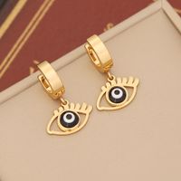 1 Pair IG Style Devil'S Eye Enamel Stainless Steel 18K Gold Plated Drop Earrings sku image 5