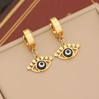 1 Pair IG Style Devil'S Eye Enamel Stainless Steel 18K Gold Plated Drop Earrings sku image 6