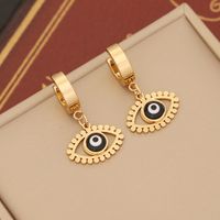 1 Pair IG Style Devil'S Eye Enamel Stainless Steel 18K Gold Plated Drop Earrings main image 4