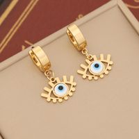 1 Pair IG Style Devil'S Eye Enamel Stainless Steel 18K Gold Plated Drop Earrings sku image 4